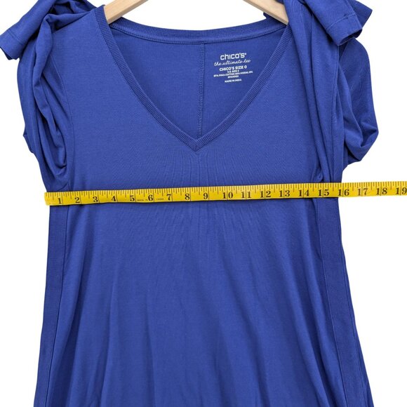 Chicos Ultimate Tee Tunic Top Womens Purple V Neck Long Sleeve Modal Blend Sz S - Picture 6 of 8